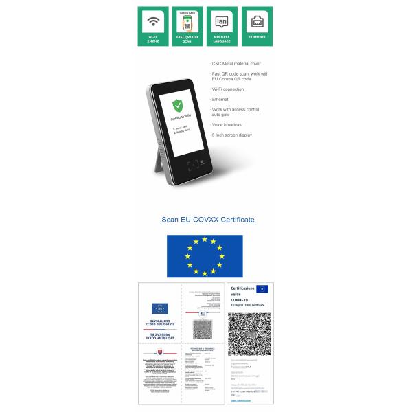 5 пропуск зеленого сертификата ЕС цифров блока развертки карты LCD QR дюйма вакционный