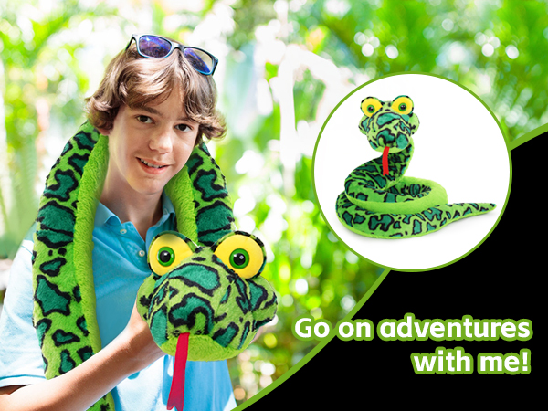 MorisMos Giant Snake Stuffed Animal Stuffed Green Snake Plush Toy Kids Teens Snake Pillow Adults - Birthday Gifts