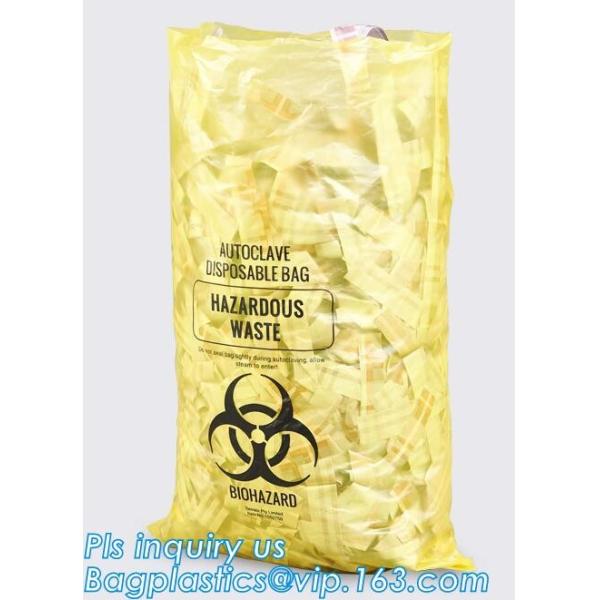 Specimen HDPE Medical Waste Disposal Bags Disposable Plastic Medical Biohazard Bag, Autoclavable Polypropylene Bags