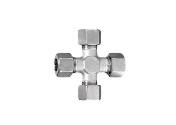 Industrial Hydraulic Hose Pipe Fittings , Reusable Steel Four Way Joint KV Series L/S