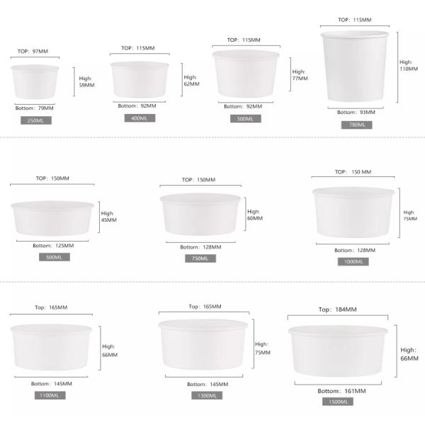 Eco Friendly, Oil Resistant, Salad Soup Rice Noodles Bowl, Bamboo Pulp, Disposable, Kraft Paper Bowl Lid