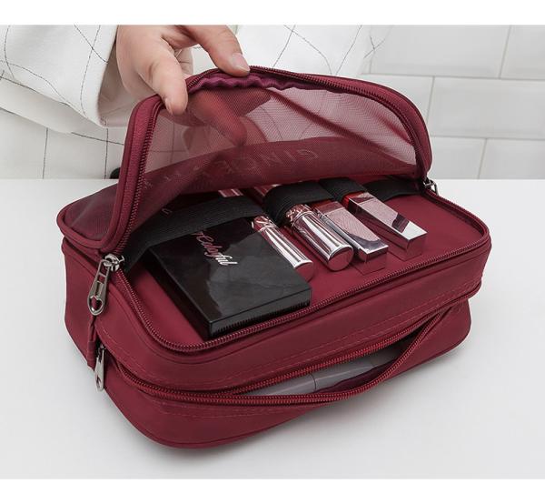 PVC Material  Portable Waterproof Cosmetic Bag Zippered Closure Type