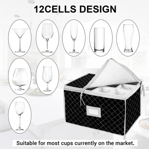 Premium Stemware Storage Case with Divider for Wine Glasses, Champagne , Glassware Container, Organization Box