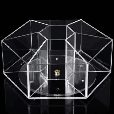 Hexagon Acrylic Pen Cup 360 Degree Rotating Acrylic Organizer 7 Compartments