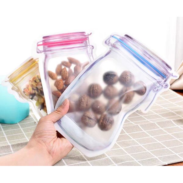 OEM Reusable Sealed Mason Bottle Ziplock Bags For Candy Cookies