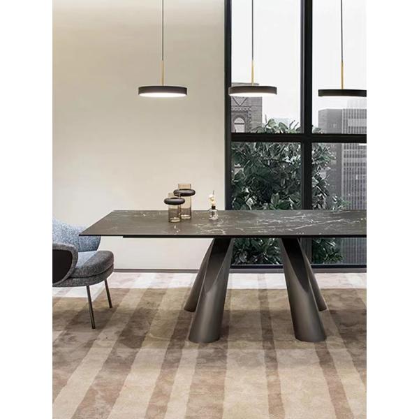 NEXTOP Stainless Steel Marble Top Dining Table Sets Art Base Rectangle