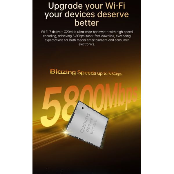 QOGRISYS Qcalcomm Chip QCC2072  Pcie WIFI7 Moudle 5.8Gbps High Speed WIFI Modules