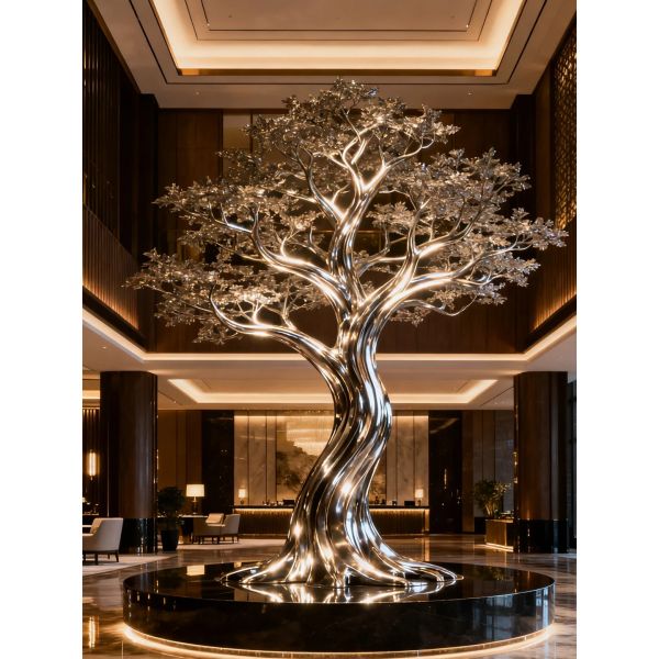 Modern Artistic Metal Tree Installation for Resort Garden Public Art Zone Decoration
