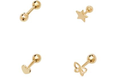 Screw Back 9K Gold Earrings for Cartilage for Engagement Wedding