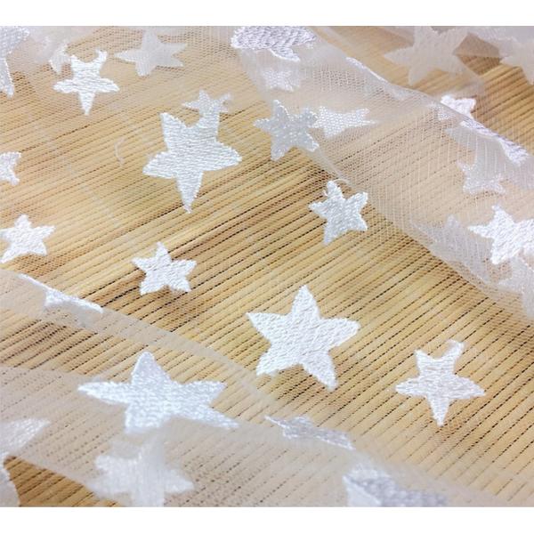 Pentagram Qmilch embroidered Lace Fabric , star lace fabric,Cotton Lace, Polyester Lace Fabric
