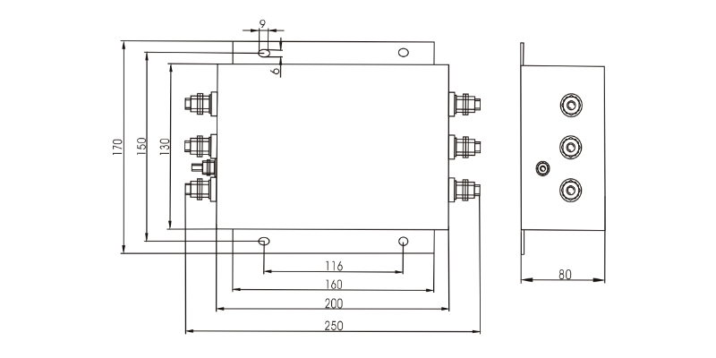 Трехфазный силовой фильтр EMI Filter DAC6 серии номинальный ток 100A-200A