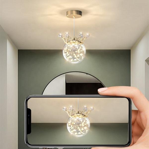 Metal Clear Crystal Pendant Light For Living Room