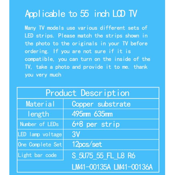 UA55JU5910JXXZ Samsung TV Backlight UA55KU6200JXXZ UE55JU7500 UA55JU6800 V5DU_550DCB-R1