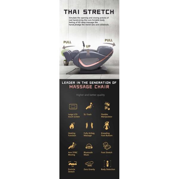 4cm Adjustable Gray Massage Recliner 45 Deg Heating Chair With Head Massage Rohs