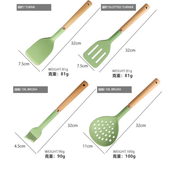 13 шт. Силиконовые кухонные принадлежности Кухонные принадлежности Кухонные гаджеты и кухонные инструменты Тёрнер Тенги, шпатулы, ложки, кисти
