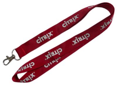High Density Logo Printed Lanyard Red White Fade Proof Skin Friendly