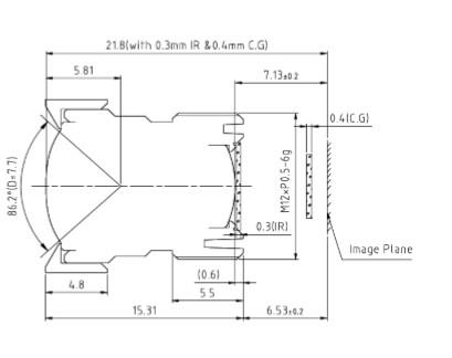 Scanner lens, 1/2.3 4.2mm 12 Megapixel low distortion lens HFOV 74 degree