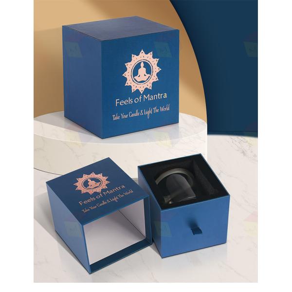 Luxury Rigid Cardboard Custom Logo Stamping Paper Drawer Candle Gift Box Packaging Wholesale Private Label