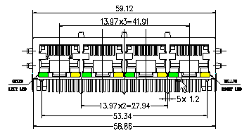 LPJ46204AENL 1x4 Magnetic RJ45 Connector For 10/100 Base-TX Ethernet