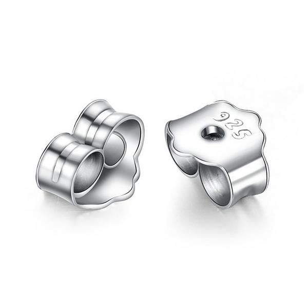 Flower Shape Silver Chandelier Earrings , Sterling Silver CZ Earrings