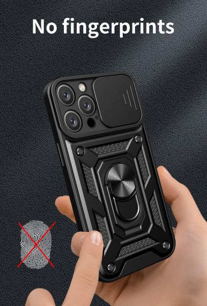 Proteção de câmera iPhone TPU Capa traseira do celular híbrida Imponível a choques Caixa telefônica Kickstand Ring