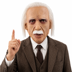 Short White Hair Old Man Latex Full Head Mask with White Mustache, Realistic Wrinkles, Detailed Skin Texture, Visible Eye Openings for Halloween Party Cosplay Costume