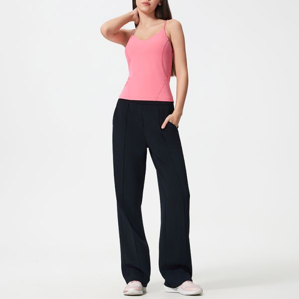 Women'S Wide Leg Dress Leggings With Pockets Elastic Waistband Loose Fit