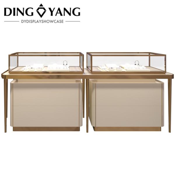 Custom Made Fashion Jewellery shop counter , Beautiful Appearance Firm Structure With Highly Transparent Tempered Glass