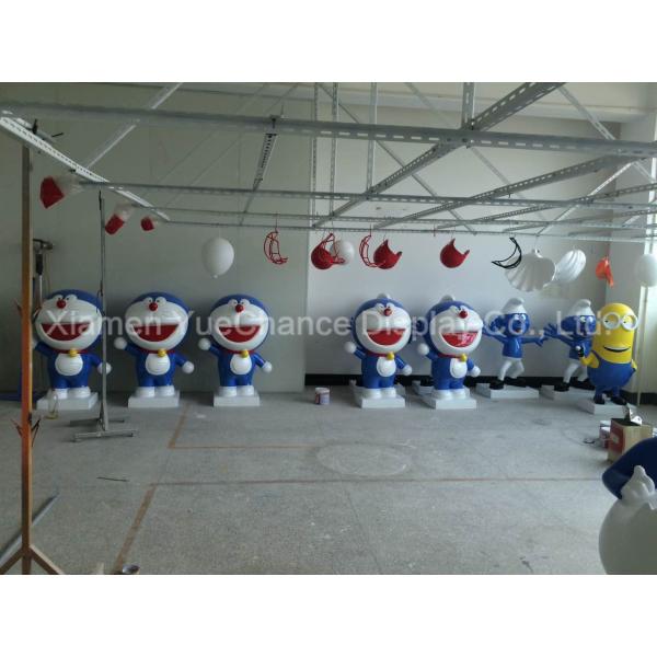 Blue Color Cartoon Character Statues Fiberglass Cute Doraemon Sculpture
