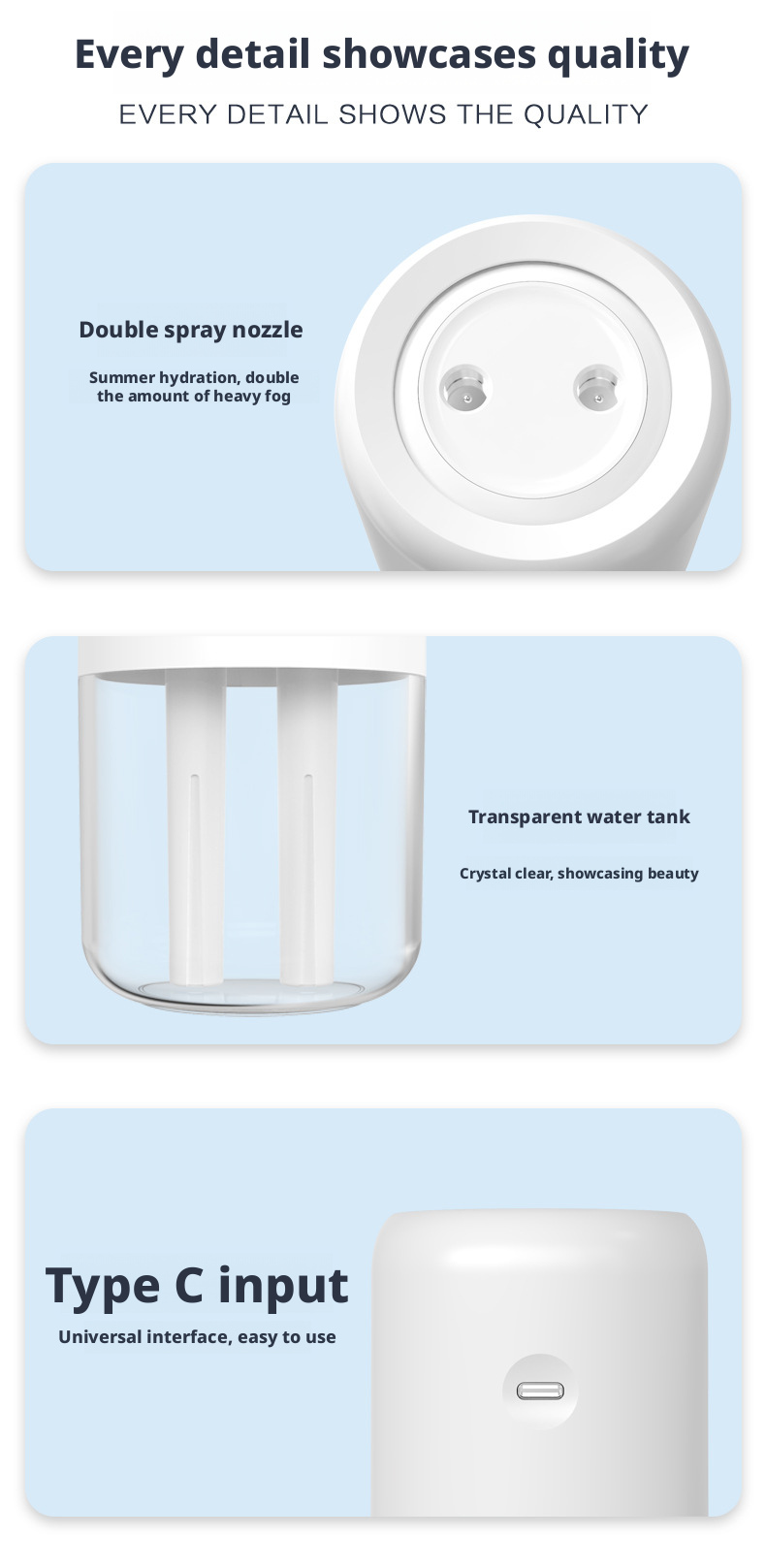 Dual Jet Ultrasonic Air Humidifier Large Mist Output Quiet Operation Home And Car Use