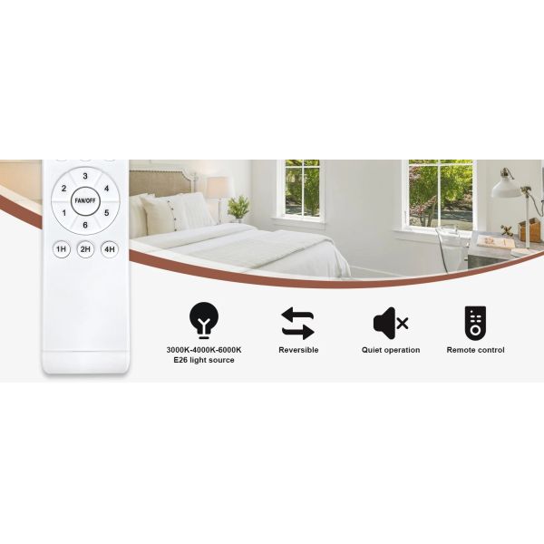 Indoor Remote Control 6-Speed living room 19 Inch Fabric Craft Ceiling Fan With Light (WH-CLL-60)