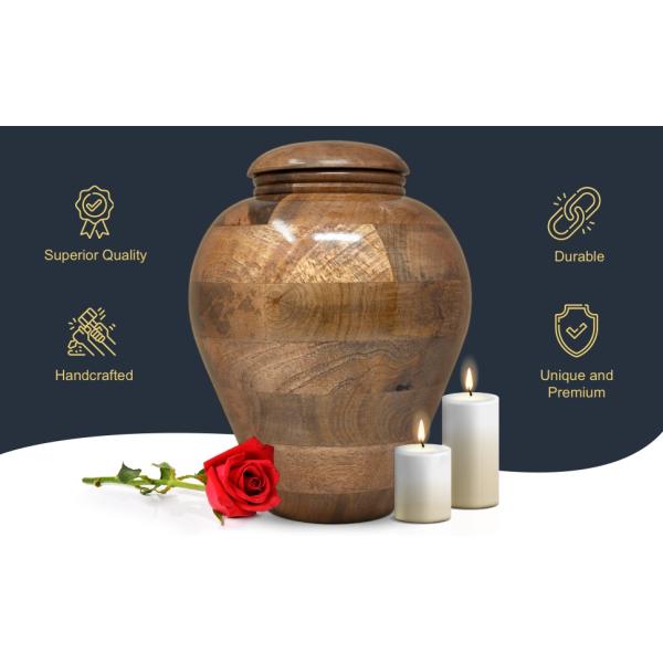 Memorials Wooden Urns For Human Ashes Adult Male/Female - Real Wood Cremation Urn For Ashes Adult Men/Women
