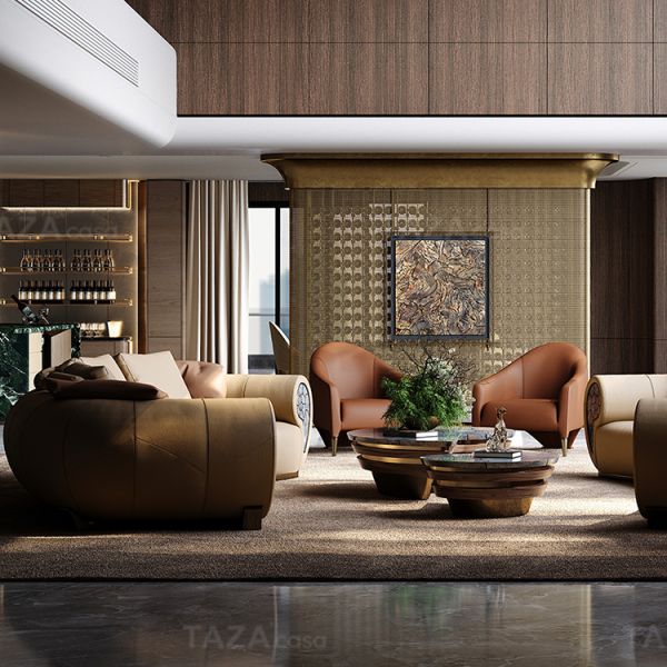 Modern Creative Conch Sofa Leather High-End Luxury Curved Design Extendable for Villa Living Room or Apartment