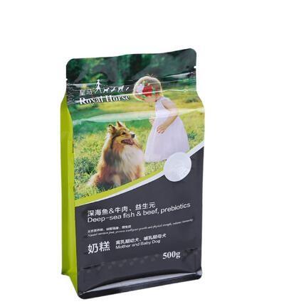 High Quality Custom Printed Laminated Flat Bottom Dog Pet Food Packaging Bag With Resealable Zipper