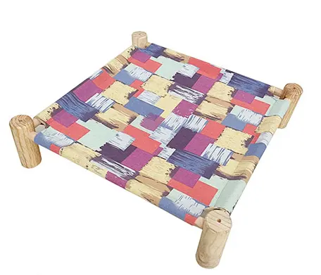 Lit pour chat et chien Hammock Lit de chat en bois Hammock lit de refroidissement surélevé Déplaceable Portable Lit intérieur extérieur pour animaux de compagnie Convient pour les chats