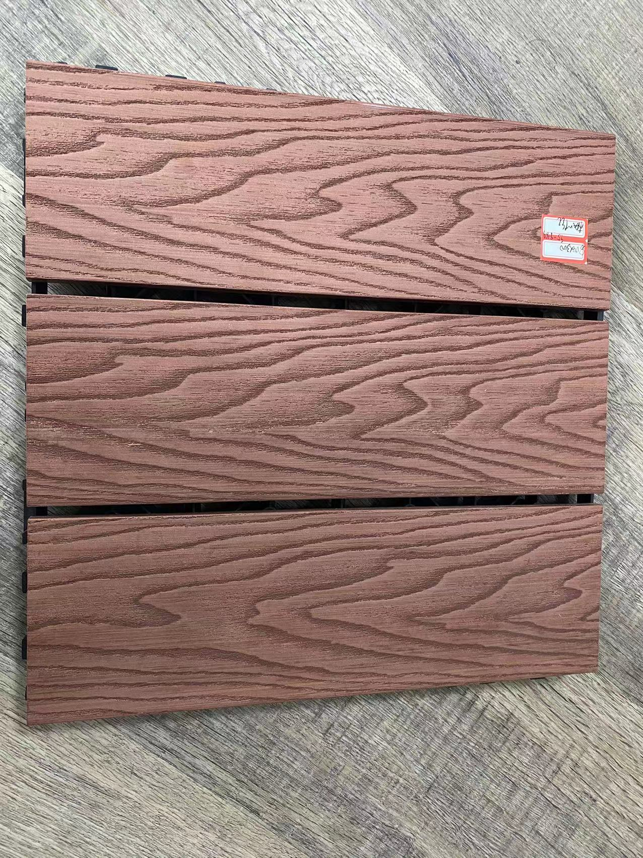 3D Embossed Plastic Wood Deck Tiles Match Real Wood Texture