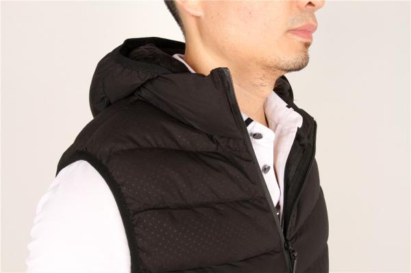 Fashion Casual Hooded Black Padded Gilet Mens Fur Linning In Stock