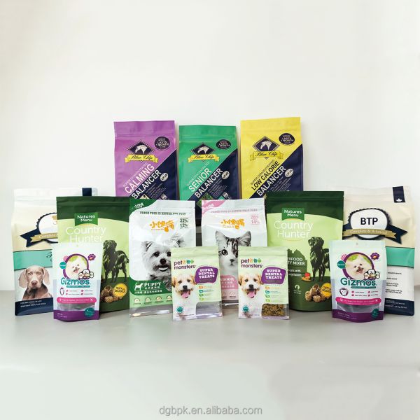 Custom Printed PE PET+PE Stand up Pouches for Dog Pet Food 5kg/10kg/15kg Sizes Reusable Zipper Top Recyclable
