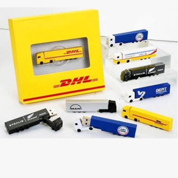 Lecteur en plastique 8GB d'instantané d'USB de camion créatif jaune pour annoncer le cadeau