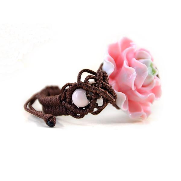 Peony ceramic bracelet A-105 vintage handmade bracelet gift