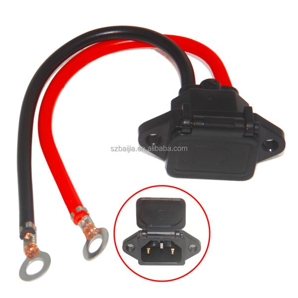 Enchufe 3P 4 cuadrado con cubierta, 20cm, Conectores de entrada de alimentación de panel para piezas y accesorios de motocicletas y scooters eléctricos