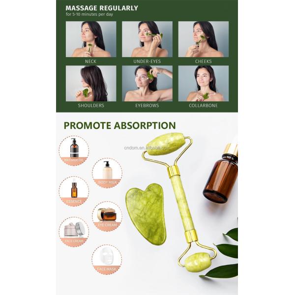 Waterproof Double Head Jade Roller Gua Sha Set for Smoothing Wrinkles and Skin Health