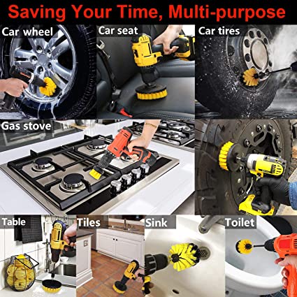 PP Drill Scrubber Brush 3Pcs Cleaning Kit For Bathroom Surfaces