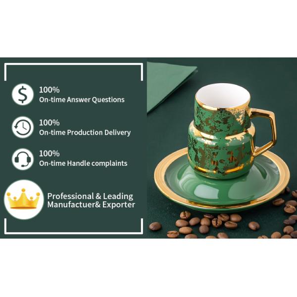 110ml Turkish Coffee Cups With Saucer Matt Gold Rim Handle
