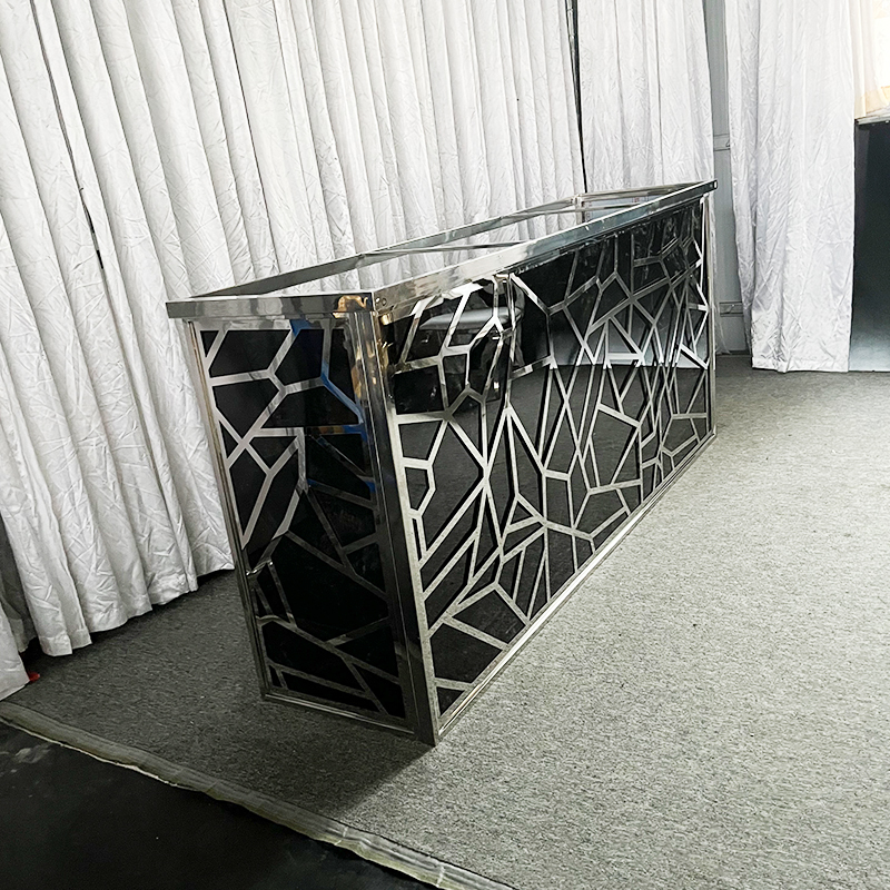WENDING Silver & Black Cracked Ice Geometric Wedding Reception Desk – Sign-in