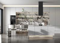 Particle Board Modern Wooden Matt Lacquer Finished Grey Kitchen Cabinet