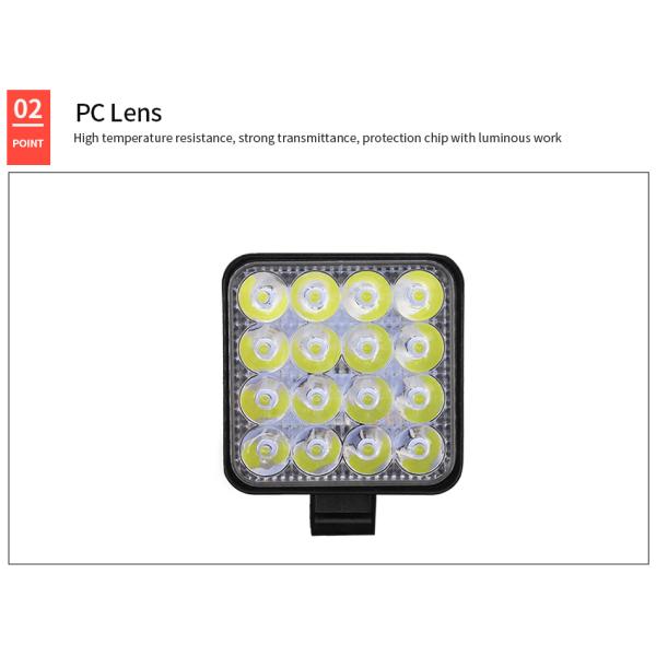 48W 16LED 4WD Lámparas de trabajo LED cuadradas fuera de la carretera Luz de trabajo
