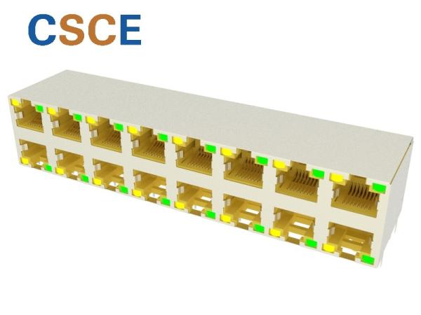 125v 2x8 Ports RJ45 Female Connector Pcb Modular Jack 90 Degrees