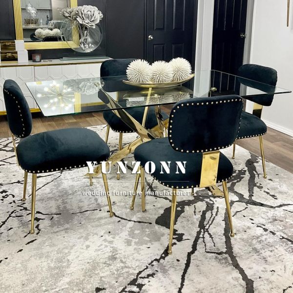 Harper Tufted Black Velvet Dining Chair with Chrome Stainless Steel Frame for Hotels Living Rooms Villas
