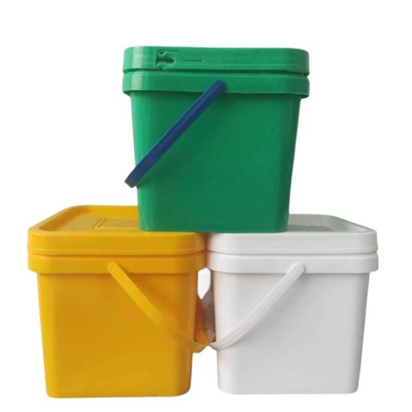 Tamper Proof Square Plastic Buckets with Lid and Handle Custom Color Printing Logo